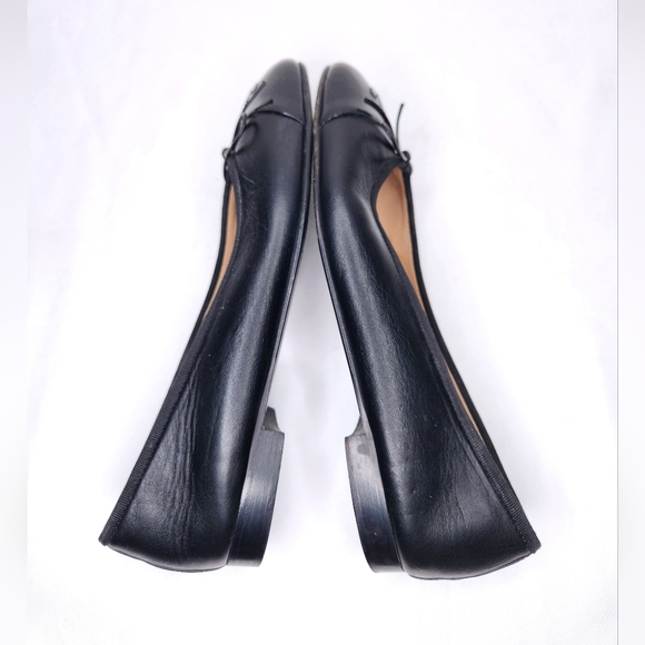 CHANEL Black Cambon Leather Ballet Flats Bow CC Logo Classic Ballerina Size 37.5 - Picture 11 of 15